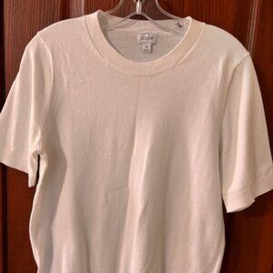 J. Crew Short-sleeve cotton crewneck sweater Ivory Size Medium